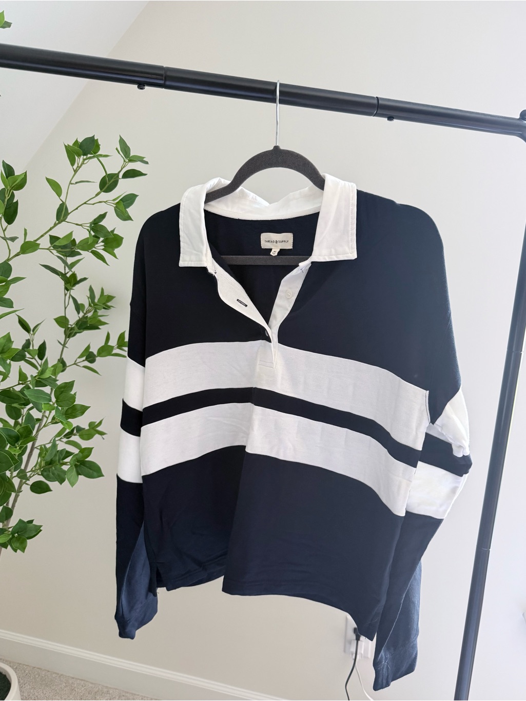 Like New: Thread & Supply Navy With White Contrast Collar Rugby Polo — image 8 of 8